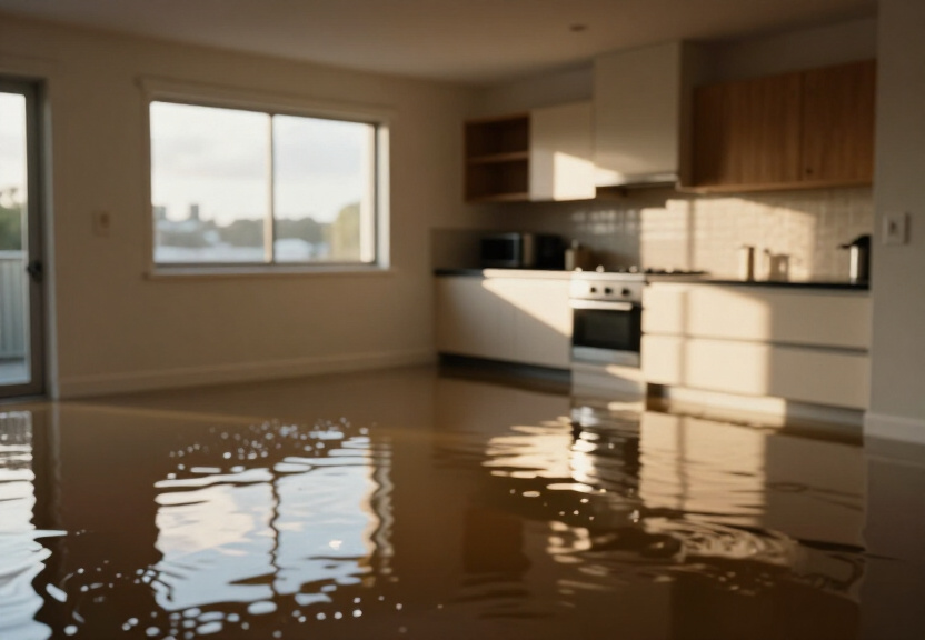 Flooded basement in Longueville riverside property before restoration